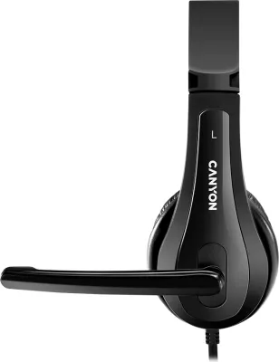 Kufje me mikrofon CANYON HSC-1, 3.5mm, stereo, kabllo e sheshtë 2m, të zeza