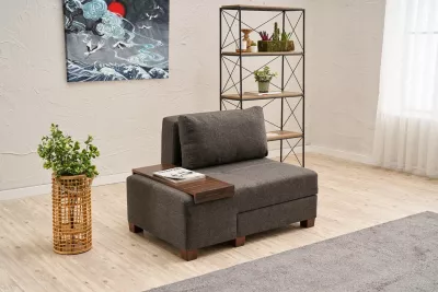 Krevat-sofë një vendësh Atelier del Sofa, liri Perenna, kënd majtas, antracit