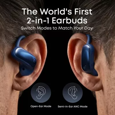 Kufje wireless Anker Soundcore AeroFit 2 Pro A3875G31, Open-Ear + ANC, Hi-Res Audio LDAC, blu