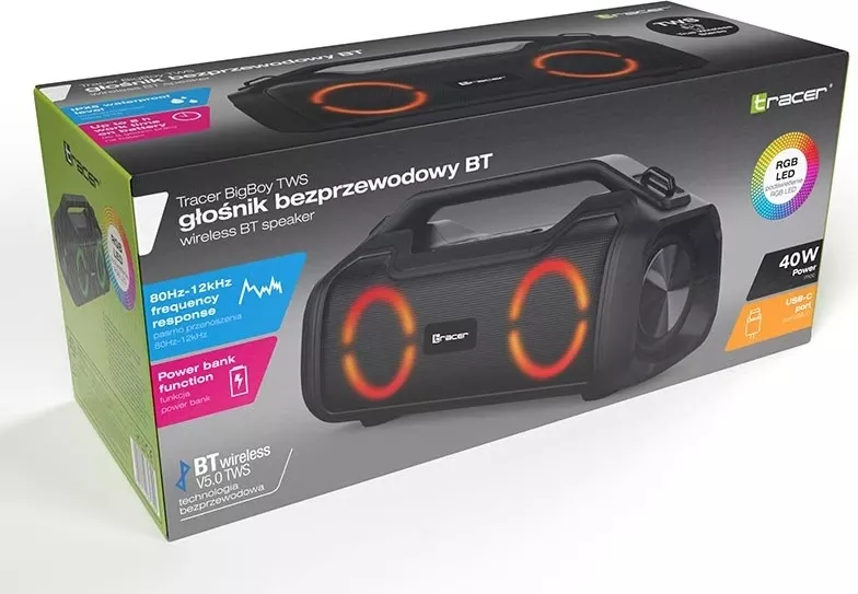 Altoparlantë Tracer BigBoy TWS 40W bluetooth të zi