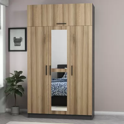 Dollap rrobash Skye Decor, 3 kapakë, dore, 135x235x52cm