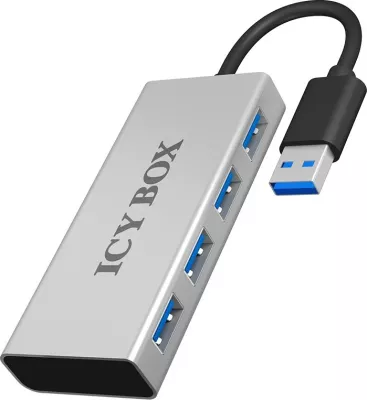 Hub USB RaidSonic ICY BOX IB-AC6104, USB 3.2 Gen 1, 5000 Mbit/s, Bardhë, Alumini