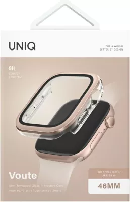 Mbështjellës UNIQ Voute për Apple Watch 10, 46mm, xham i fortë, rozë e artë