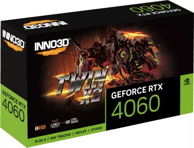 Kartelë grafike Inno3D GeForce RTX 4060 Twin X2, 8 GB, GDDR6, E zezë