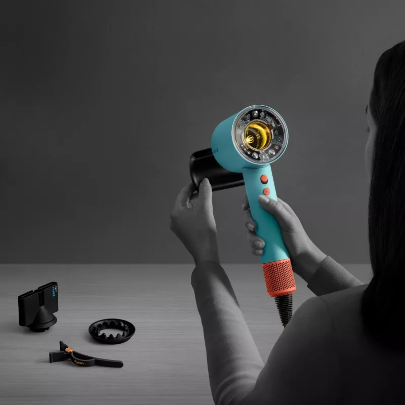 Tharëse flokësh Dyson Supersonic Nural, 1600 W, 13.3 l/s, Blu, Portokalli