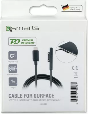 Kabllo karikimi 4smarts Microsoft Surface Connect në USB Tip-C 1m e zezë