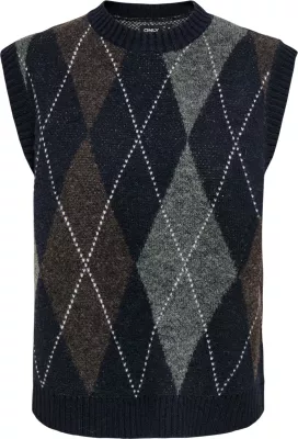 Jelek i thurur për femra Only Onlrhombus Argyle 15364799, i kaltër [Madhësia: M]