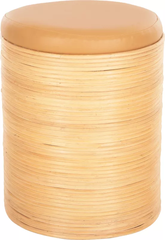 Karrige për bar, natyrale rattan-beige PU sedilje Φ37x47Hcm