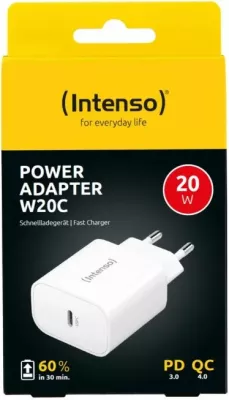 Karikues muri Intenso W20C 20W me USB-C, PD 3.0/PPS/QC 4.0, i bardhë