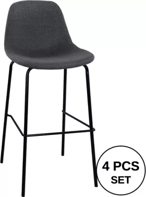Karrige për bar me kornizë metalike dhe pëlhurë ngjyrë gri 47x50x106cm FH8579.10, set prej 4 copë