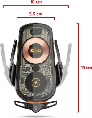 Mbajtës automatik Xblitz FX6 EXCLUSIVE për celular/tablet, me karikim wireless, i zi