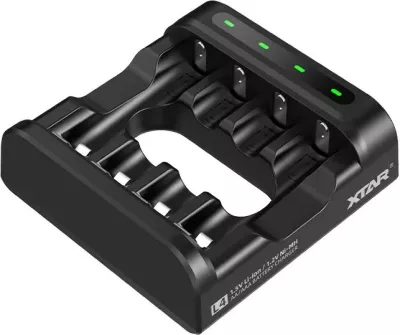 Karikues baterish XTAR L4, 4 vende, për AA/AAA, Li-Ion/NiMH, i zi