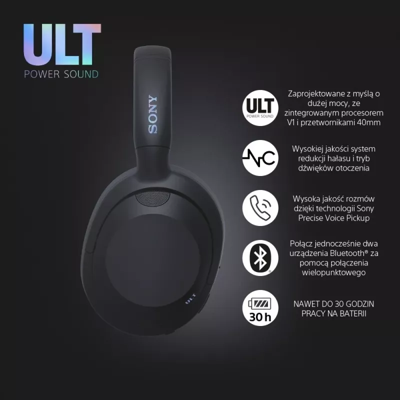 Kufje Sony ULT Wear, me anulim zhurme aktiv, ngjyrë e zezë