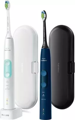 Furçë dhëmbësh elektrike, Philips Sonicare ProtectiveClean 5100 HX6851/34, sensor presioni, 3 mënyra pastrimi, timer, me kuti udhëtimi, bardhë dhe e zezë, set 2 doreza