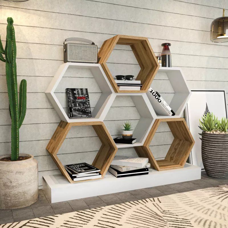 Raft librash Hanah Home, Cicek, bardhë dhe lis