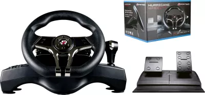 Volan gaming FR-TEC Hurricane MKII për PC/PS4/PS3/Switch, me pedale, i zi