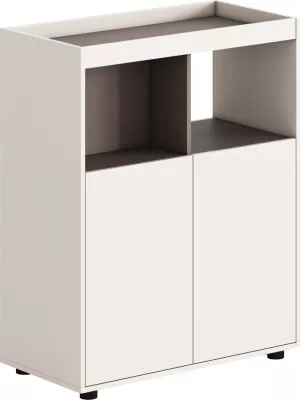 Kabinet/rafter i ulët NEWLINE, melaminë, ngjyrë krem e bardhë-kafe e çelët, 80x40x100cm