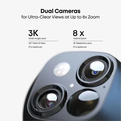 Kamerë sigurie IP EUFY SoloCam S340, 3K, Wi‑Fi, Solar, 360°, 8x zoom, e bardhë