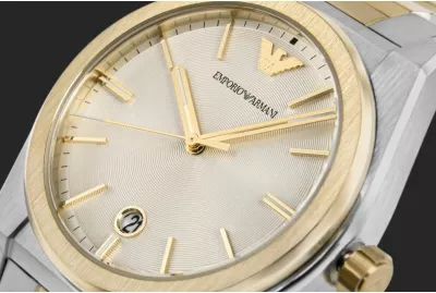 Orë dore meshkujsh Emporio Armani Federico AR11716, argjend dhe ar, me kuti