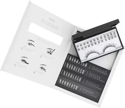 Set për zgjatje qerpikësh Nanolash DIY Extensions Starter Kit për femra, 36 copë, e zezë