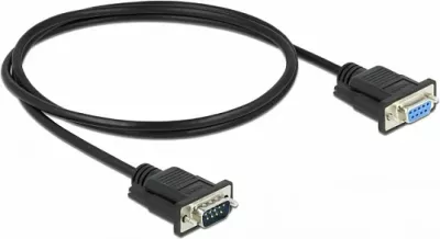 Kabllo seriale DeLOCK RS-232 D-Sub 9 (DB9) mashkull-në-femër, 1 m, prizë e ngushtë, e zezë