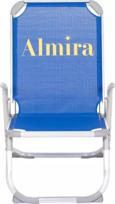 Karrige plazhi e ngritur, alumin i fortë, Almira FH6431.01, tekstilene blu, 53x68x80cm