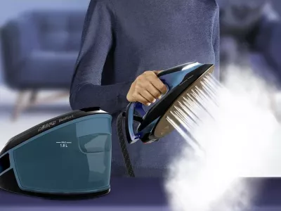 Hekur me gjenerator avulli, Tefal Express Vision SV8151E0, 2800W 7 bar 1.8L LED, blu-ezezë