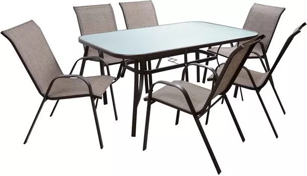 Set kopshti tavolinë & karrige Leon FH5206.02, 7 pjesë, të kafta