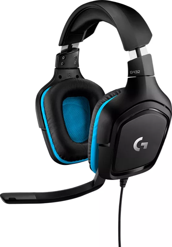 Kufje gaming LOGITECH G432 7.1 me kabllo, USB/3.5mm, mikrofon i shkëputshëm, zi/kaltër