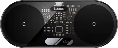Karikues wireless Baseus WXSX010101, Dual Qi, 20W, me ekran LED, i zi