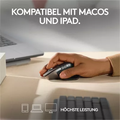 Maus Logitech MX Master 3S për Mac, Wireless, 8000 DPI, E zezë, Argjendtë
