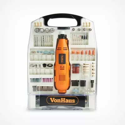 Vegël multifunksionale (rotary tool) VonHaus 3515065, me kabllo 1.8 m, 10,000–32,000 RPM, set 234 aksesorë, e zezë/portokalli