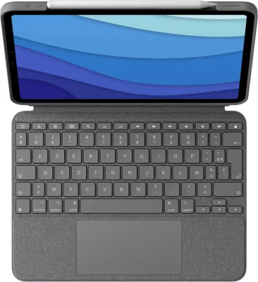 Mbështjellës tastierë Logitech Combo Touch, AZERTY, Trackpad, iPad, Gri