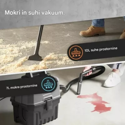 Fshesë me korrent VONHAUS 3500391 për të lagësht dhe të thatë, 1200 W, rezervuar 15 L, funksion fryrje, gri/zezë
