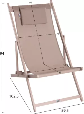 Karrige lounge profesionale KEA FH5076.03 alumin & textilene ngjyrë shampanje 59,5x102,5x94H cm