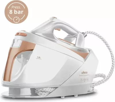 Stacion avulli UFESA Smart Digital Pro 3000W, 8 bar, rezervuar 1.5L, bardhë/rozë ari