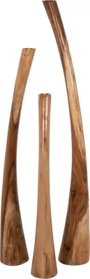 Set 3 copë shandanë dyshemeje, dru suar natyral, 150-125-100cm