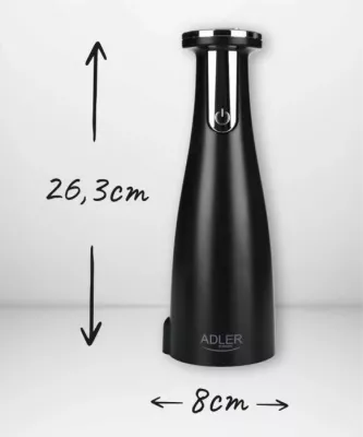 mulli elektrik kripë/piper Adler AD4449b, 3 grirës të ndërrueshëm, 150 ml, USB-C, mat i zi, set