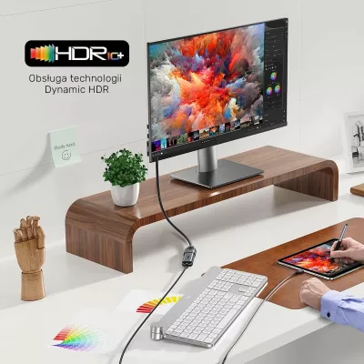 Zgjatës HDMI Unitek 2.1, 8K 0.5m, ngjyrë argjend-zi