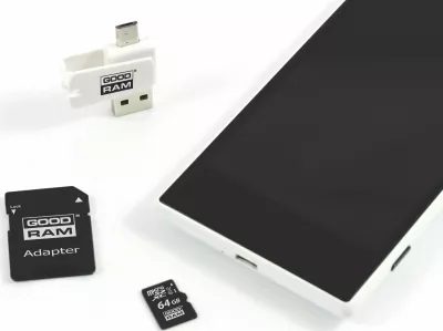 Kartë memorje MicroSDXC GoodRam All in One M1A4-0640R12 64GB Class 10 UHS-I/U1 me adapter dhe lexues USB 2.0/micro USB