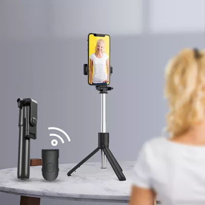 Selfie stick Hurtel WRY1S me tripod, për telefon, 67 cm, e zezë
