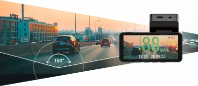 Kamerë regjistruese për veturë Navitel R87 GPS 2.7K, 150°, 3.7\", Wi‑Fi, microSD deri 256GB, e zezë/argjendtë