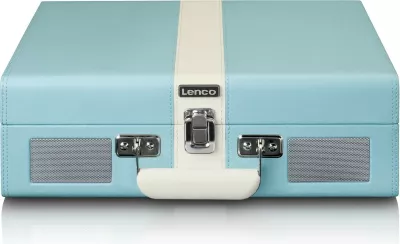 Gramafon Lenco TT-110, Bluetooth, 2 altoparlantë, ngjyrë blu/bardhë