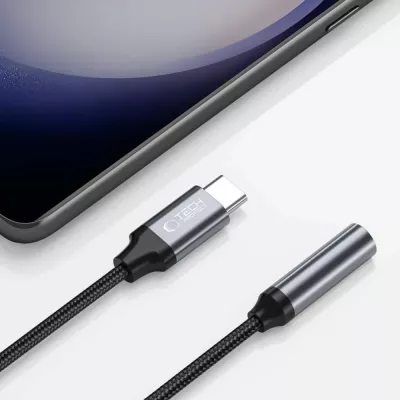 Adapter audio Tech-Protect UltraBoost USB-C në 3.5mm mini jack, i zi