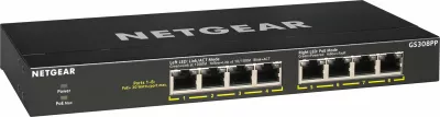 Switch NETGEAR GS308PP, Gigabit Ethernet, PoE, Montim në rack, Montim në mur