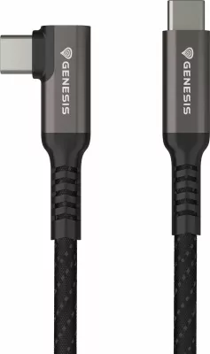 Kabëll USB-C GENESIS NVC-2218, 3 m, USB 3.2 Gen 2, 60W, 10 Gb/s, prizë këndore, me 2 shirita Velcro, zi