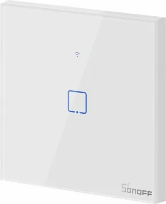Switch i mençur muror Wi‑Fi + RF433, SONOFF T1EU1C-TX, 1-kanal (EU), i bardhë