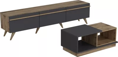 Set mobiljesh për dhomë dite, Skye Decor, Amsterdam, anthracite dhe walnut