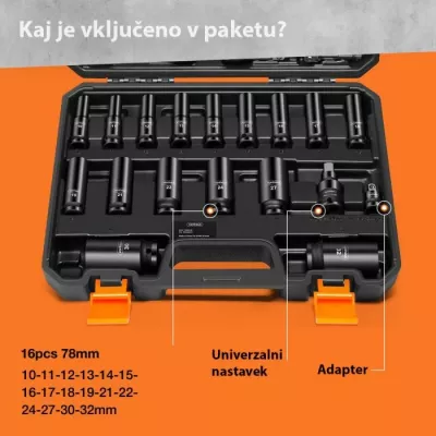 Set dopsash impact VONHAUS 3500318, 40 copë, metrik, me ekstensione, zi