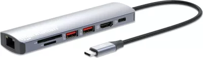Docking station MANHATTAN 7-in-1, USB-C, 1x HDMI, 2x USB 10Gb/s, argjend